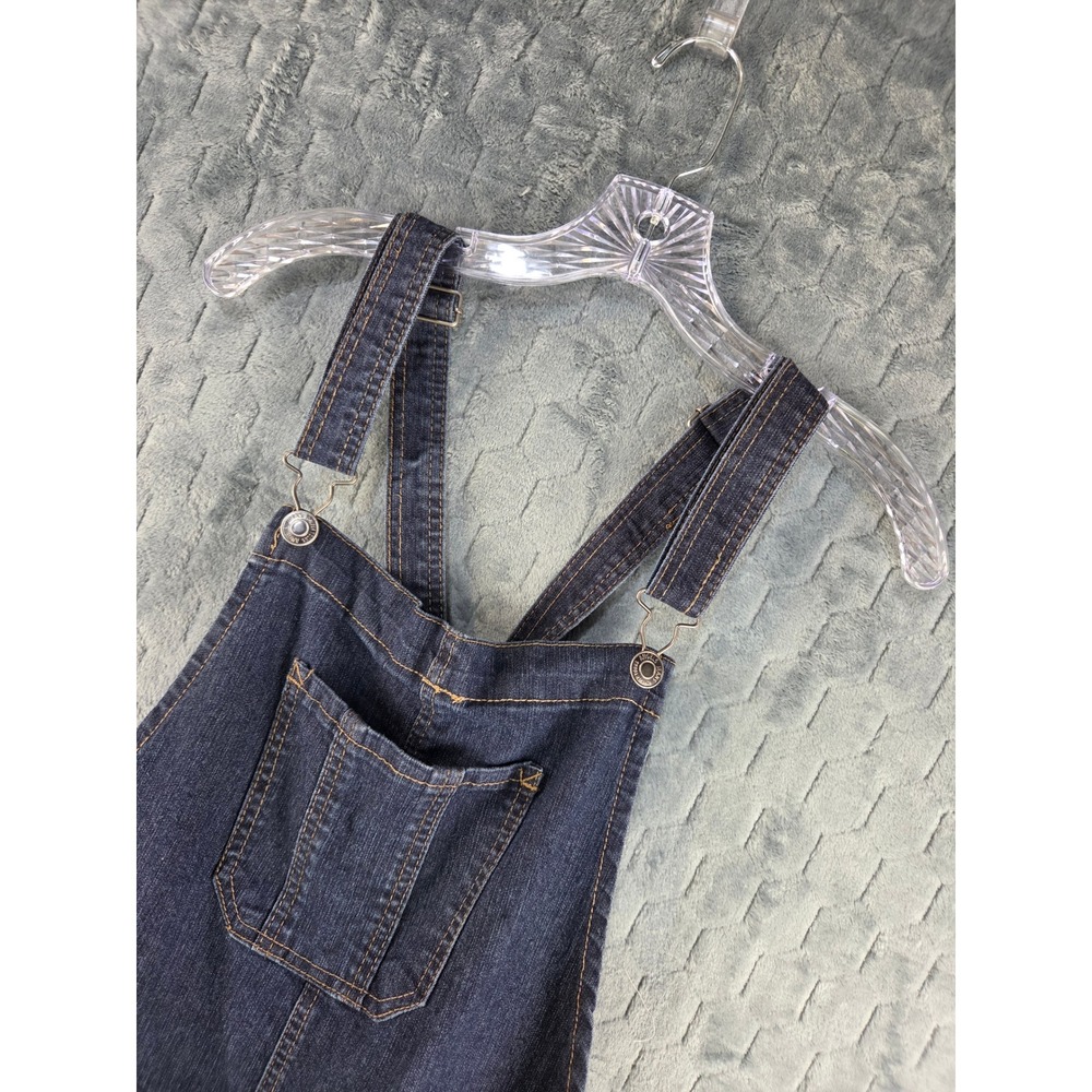 Angels Forever Young Womens Dark Wash Denim Bib Overalls Tapered Leg Size L